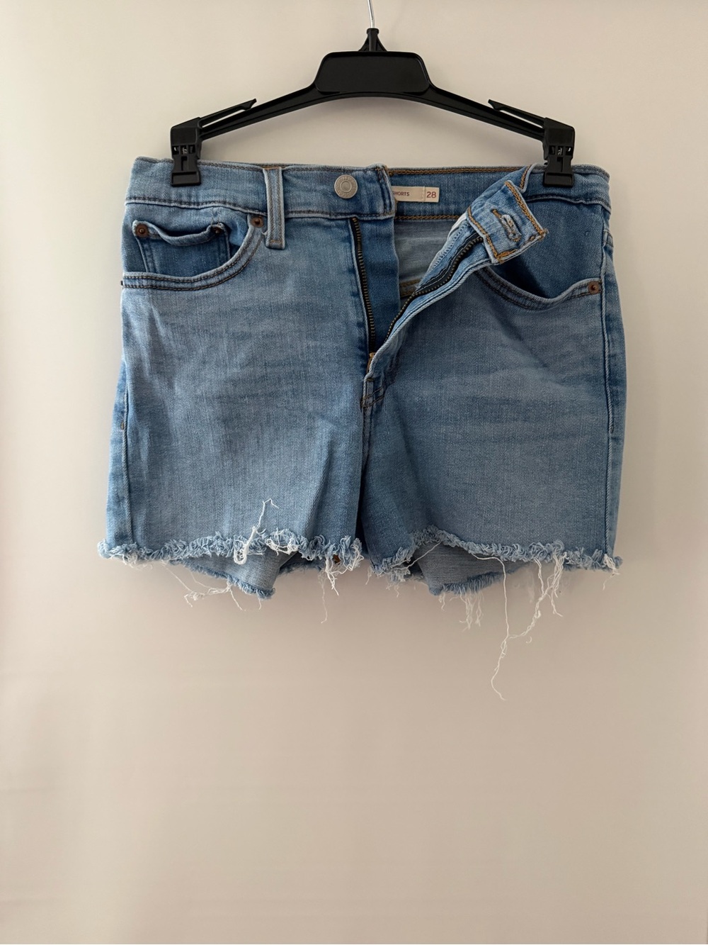 Levi's Light Blue Distressed Denim Cutoff Shorts